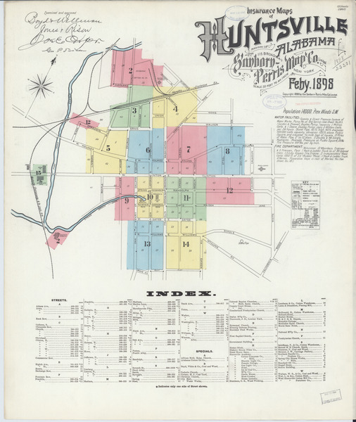 Sanborn Map, Huntsville, 1898 - Huntsville-1898, Pg 1