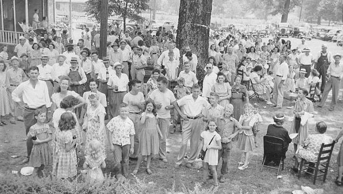 A Gathering of Dallas Village Folks in about 1947 on the grounds of the Little Red Schoolhouse