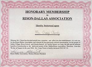 Craig Clontz named Honorary Member of the Rison-Dallas Association